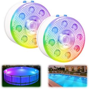 idyl light Lot de 2 lampes de piscine submersibles rechargeables avec télécommande, étanches, alimentées par piles, LED à changement de couleur contrôlées avec aimants flottants, décoration de bassin