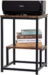 INDIAN DECOR. 45525 Industrial End Table, 16 Inch Square Side Table with 2-Tier Storage Shelf for Living Room, Metal Frame Printer Stand for Home Office, Rustic - ( Metal,Black )