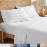 100% Organic Cotton Sheets - Crisp and Cooling Percale Weave, 4 Piece Bedding Set, Deep Pocket with All-Around Elastic (full, Bright White)