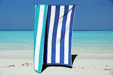 Beach Towels for Adults Large Size perfect fit for sun lounger towel Soft velour cotton with quick dry terry towel reverse Couple beach towel sets mix & match for family pool towel (BLUE STRIPE)