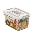 HOOPVOOL Clear Storage Container Box, Stackable Storage Bin with Lid, Plastic Container with Heavy Duty Latches to Organize, White Lid. (PACK OF - 1, No.3-14.5 X 10.5 X 8.2 INCH)