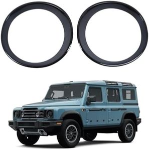Qiosreui Headlight Cover Trim Bezels Compatible with INEOS Grenadier 2020 2021 2022 2023 2024 2025 Accessories, Headlight Trim Ring, Front Head Light Lamp Garnish Ring Cover Trim, ABS (Glossy Black)