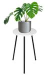 ARTORA Indoor Plant Stand, Mid Century Wood Plant Stool Adjustable White Corner Tall Plant Sand Marble Texture Small Round End Table 18 Inch Plant Holder for Flower Pots Modern Home Decor (18.11' x