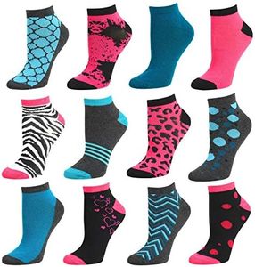 Debra Weitzner Womens Runner Ankle Socks - Low-Cut Colorful Socks (Size 9-11 and 10-13) 12 Pairs