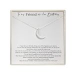 RareLove Friend Birthday Gift,Friendship Gifts for Women,925 Sterling Silver Crescent Moon Pendant Necklace Jewellery,Gift for Best Friend Bestie Happy Birthday Present