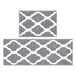 Pauwer Bath Rug Set of 2 Pieces Microfiber Bathroom Rugs Runner Sets Non Slip Absorbent Washable Bath Mat for Bathroom Kitchen Bedroom (Grey, 45 x 65 cm+45 x 120 cm)