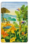 Tropical Holiday - Beach Chair Ocean View - Hawaii - Hawaiian Islands - From an Original Watercolor Painting by Robin Wethe Altman - 8 x 12 inch Vintage Wood Art Sign