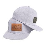 Dyoart Custom Name Baseball Cap - Personalized Leather Patch Baby Hats - Toddler Trucker Hat for Boys Girls 0-12 Years(Small) Grey