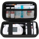 Elonbo Diabetic Supplies Travel Case, Diabetic Supply Organizer Bag, Glucose Meter Storage Case, Insulin Pen Carrying Case for Glucose Monitor, Blood Sugar Test Strips, Lancets, Syringe, Needles,Black