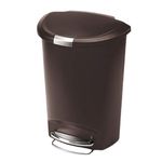 simplehuman 50 Liter / 13 Gallon Semi-Round Kitchen Step Trash Can with Secure Slide Lock, Mocha Plastic