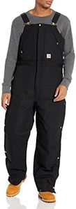 Carhartt Mens Loose Fit Firm Duck Insulated Biberall Bibs Overalls, Black, X-Large US