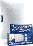 Everlasting Comfort Adjustable Pillow - Multi-Use Body Positioner w/Customizable Loft for Head, Back, Stomach, Side Sleepers - Green Tea Foam, Cooling Pillowcase & Hypoallergenic Bamboo Cover (Queen)