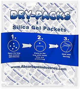 Dry-Packs Industries Silica Gel in Tyvek Rechargeable Dehumidifier Absorbs Moisture 56 Gram 10PK, 10-Pack, 10 Count