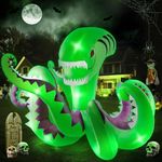 Kalolary Halloween Inflatable Giant Green Octopus, 7 FT Long Halloween Outdoors Decorations with Build in LED Lights Blow Up Yard Decoration Scary Inflatable for Yard Garden Lawn Indoor Outdoor Decor