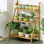 UNHO Bamboo Ladder Plant Stand 3 Ti