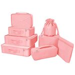 BETLLEMORY Packing Cubes 8 Sets Travel Luggage Organizers with Waterproof Shoe Storage Bag Compression Pouches(Pink)