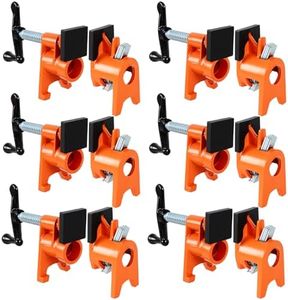 ATPEAM 3/4'' Pipe Clamps for Woodworking Heavy Duty Cast Iron Wood Gluing Pipe Clamp Set for Woodworking, Carpentry, Home Improvement, and DIY Jobs (6, Orange, Protective Pads)