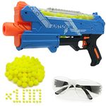 Blaster Gun with Protective Goggles and 100 Rounds for Boys and Girls Up to 110 FPS Compatible with Nerf Hyper Rounds Darts, Easy Reload, Holds Up to 50 Rounds (Navy Blue)