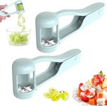 2 Pack Quincry Grape Cutter for Toddlers, Grape Slicer for Baby, Cherry Tomato Slicer Kitchen Gadget,Creative Small Tool Fruit Slicer, Stainless Steel Kitchen Gadget Fruit Slicer Blue (2Pc Blue)