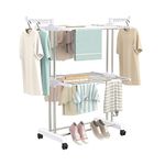 Synergy - Premium Heavy Duty Stainless Steel Foldable Cloth Drying Stand/Clothes Stand for Drying/Cloth Stand/Clothes Dryer/Laundry Racks (2 Tier) White - SY-CS21-L2