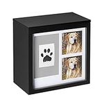 Navaris Memorial Pet Urn - Box for Dogs Ashes with Photo Frame and Paw Print Kit - Keepsake for Dog Cat Pets Cats Animals - Includes Ink Pad for Prints