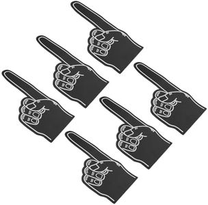 PATIKIL Giant Foam Finger 18 Inch, 6 Pack Number 1 DIY Blank Foam Hand Cheerleading Foam Fingers for Sports Events Games Party Supplies, Black, White Line