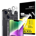 NEW'C 4 Pack, 2 x Glass Screen Protector for iPhone 14 (6.1") and 2 x Camera Lens Protector, Scratch-Resistant, No Air Bubbles, Extremely Durable, 9H Hardness Tempered Glass