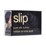 SLIP Silk Turban, Black, One Size (21”- 28”) - Double-Lined Pure Mulberry Silk 22 Momme Hair Turban - Hair-Friendly, Lightweight and Multipurpose Head Wrap + Sleeping Cap for Curly + Thick Hair Types