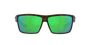 Costa Del Mar Men's Rinconcito Polarized Rectangular Sunglasses, Matte Tortoise/Green Mirrored Polarized-580P, 60 mm