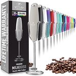 Zulay Milk Frother Handheld Foam Maker with Upgraded Holster Stand - Powerful Coffee Frother Electric Handheld Mixer - Battery Operated Frother for Coffee with Stainless Steel Electric Whisk (Gray)