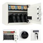 Security Biometric Fingerprint Safe, Steel Lock Box Safe for Home/Office/Hotel, Secure Handgun, Documents, Jewelry, Valuables - White