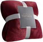 TASTHROW Large Flannel Fleece Throw Blanket, 90×90 Inch - Cozy Lightweight Thick Blanket - All Seasons Suitable for Women, Men and Kids (Burgundy)
