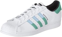 adidas Originals Men's Superstar Discontinued Sneaker, White/Semi Screaming Green/Blue Dawn, 13 US