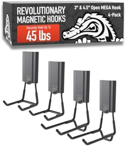 GATOR MAGNETICS MEGA 3 & 4.5" Open Hooks, 45 lb Heavy Duty Magnetic Hooks for Steel Surfaces, Patented Easy-Release, Non-Slip Grip – Storage & Organization, Garage, Home Tools & Gear Storage – 4 Pack
