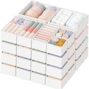 Criusia Drawer Organizer Clothes, 24 Pack Dresser Organizer for Baby Clothes, Underwear, Sock- Foldable Closet Organization and Storage Dividers Bins for Nursery, Bedroom and Dorm (White)