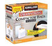 Kirkland Signature Compactor Bags 18 Gallon Smart Fit Gripping Drawstring 70 ct ,Thickness: 2.0 mil,Dimensions: 25.625" x 28"