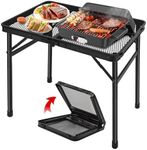 jkwokback Grill Table Camping Table Portable Folding Table Outdoor Picnic Table,Height Adjustable Collapsible Table with Mesh Desktop,Lightweight Metal Foldable Table for Camp BBQ Picnic RV