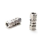 NO LOGO 1pc Stainless Steel Straight Bulkhead Connector 6mm 8mm 10mm 1/4 3/8 1/2 Equal OD Pipe Double Ferrule Compression Fitting SS 304 (Size : 4mm OD Tube)