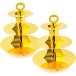 Cupcake Tower Stand 2 Pack - Gold Cupcake Stand - 3 Tier Cupcake Stand for 24 Cupcakes, Cup Cake Tier Stand Cardboard Dessert Cupcake Stand Holder for Parties Shower, Tiered Cupcake Display Stand