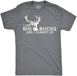 Crazy Dog Mens I Like Big Bucks and I Cannot Lie T Shirt Funny Deer Hunting Pun Joke Dirty Mind Innuendo Humor Tee Dark Heather Grey XL