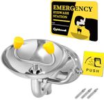 CGOLDENWALL Wall Mount Eye Wash Station Eyewash Station Emergency Eye Face Washing Sink First Aid Equipment, NPT Thread, with Eyewash Sign, Stainless Steel