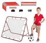 lesolar Portable Soccer Rebounder Bounce Back Net with 2 Nets, 3.35FT X 3.28FT Volleyball Baseball Rebounder Net, Angle Adjustable Tennis Practice Rebounder, Soccer Rebounder Board Training Equipment