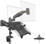 NB North Bayou Dual Arm 2 in 1 Combo, Laptop Mount with Adjustable Tray for 10-17”Notebook, Full Motion Monitor Arm with VESA Plate for 17-27” Monitor (Within 4.4~19.8lbs) H180-FP