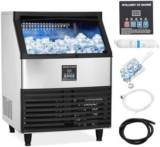 Commercial Ice Maker Machine 300lbs/24H, with 100lbs Ice Storage Capacity, Under Counter Stainless Steel Ice Machine, Self Cleaning, Freestanding Industrial Ice Maker with Ice Scoop, Self-Cleaning