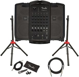 Fender Passport Event S2 Portable PA System Bundle with Microphone, Compact Speaker Stands, XLR Cable, and Instrument Cable