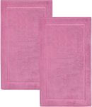 Hawmam Linen Pink Bath Mats, 21 x 34 inches, Pack of 2-100% Ring Spun Cotton,[Not a Bathroom Rug] Banded Design, Highly Absorbent, Machine Washable for Bathroom Floor Towel