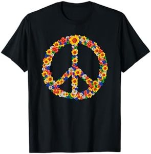 Disfraz hippie de los años 60 y 70 de la Paz Love Flower Power Camiseta