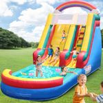 21.5FT Commercial Grade Inflatable Water Silde for Kids Adults, Heavy Duty PVC Adult Water Slides with Big Airtight Water Pool, Adult tWaterslide with 1100W Blower for Outdoor