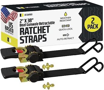 DC Cargo Mall 2 Boat Gunwale Tie Down Straps - 2 Inch x 38 Inch Retractable Trailer Straps for Boat - 2500 lbs Break Strength