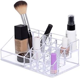 Internet’s Best Acrylic Cosmetic Makeup Organizer - Medium Display with Multi Compartments for Lipstick, Bottles, Brushes & Jewelry - Clear Display Rack Holder